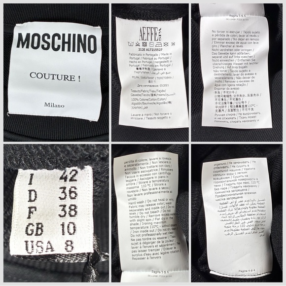 Moschino Couture Logo Double Question Mark Crewneck Sweatshirt Black US 8 NWT - Picture 9 of 17